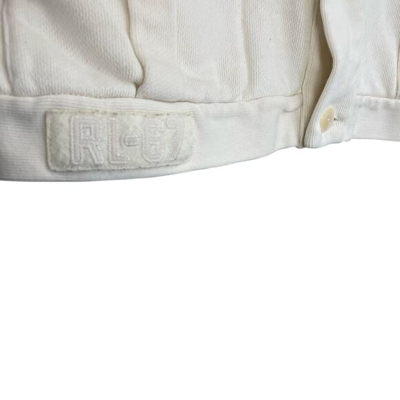 Polo Ralph Lauren Letterman Patch Button Up Varsity Cardigan Cream Mens XL AS IS - Picture 4 of 7